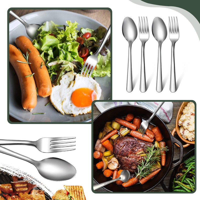 BBTO 100 Pcs Forks and Spoons Silverware Set Bulk Stainless