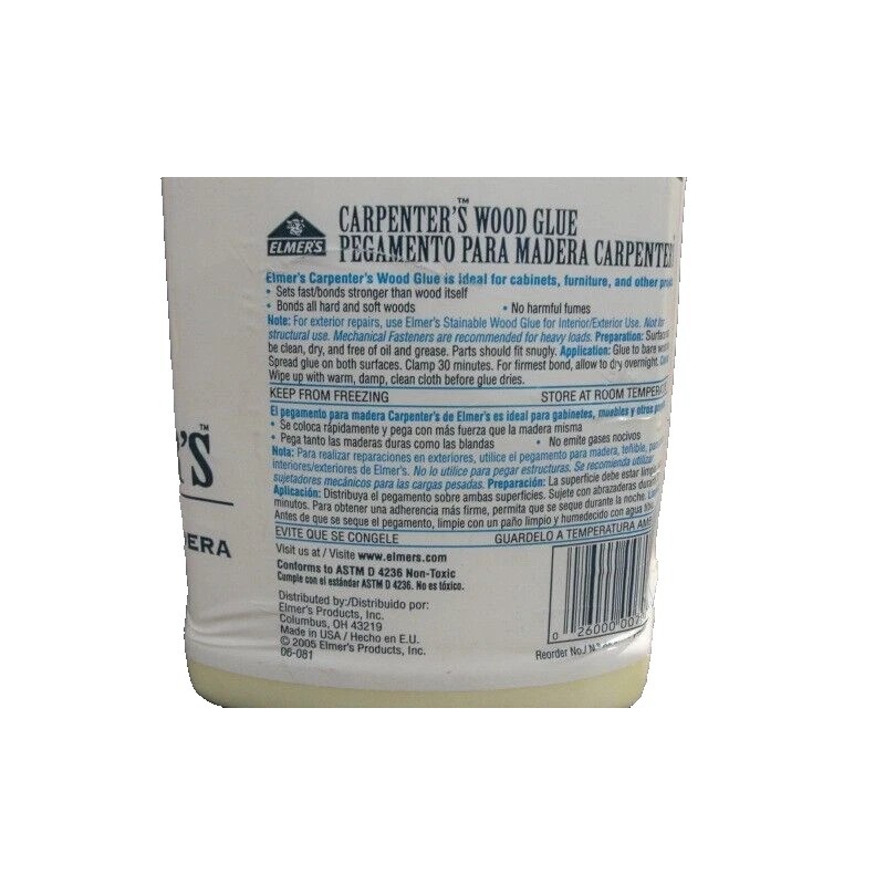 Elmer's Carpenter's Wood Glue Interior Sets Fast & Holds Strong