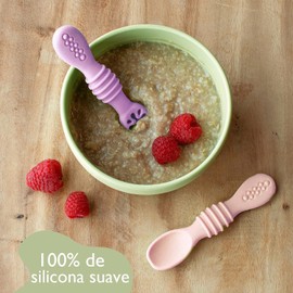 Juego de 6 cucharas masticables de silicona arcoíris pequeños, probado en seguridad, sin BPA, apto para microondas, lavavajillas，Autoalimentación para etapa 1 y etapa 2