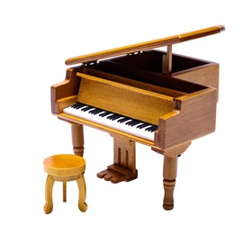 Ruimou Wooden piano music box,mini music grand piano with Jewelry Compartment, for home furnishings, holiday gifts.