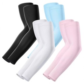 Unisex Golf Arm Sleeves: Straight Ice Silk for Outdoor, Riding, and Driving Thumb Hole Style / White 15ea
