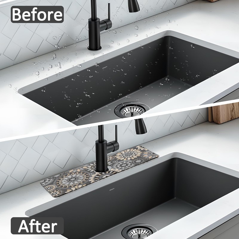 2PCS 15" X 5.5" Kitchen Sink Splash Guard Faucet Mat