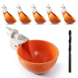 Eggluuz Chicken Waterer Cups, 6 Pack Automatic Chickens Water Cups for Poultry Orange
