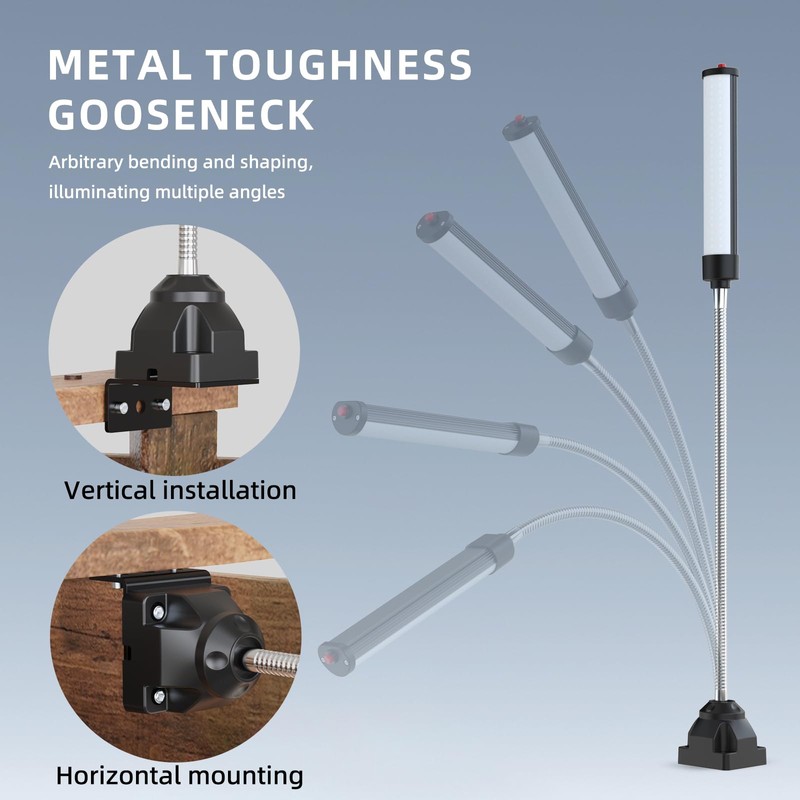 24W LED Work Light, 2400Lumen FlexibleGooseneck Work Light with Screw