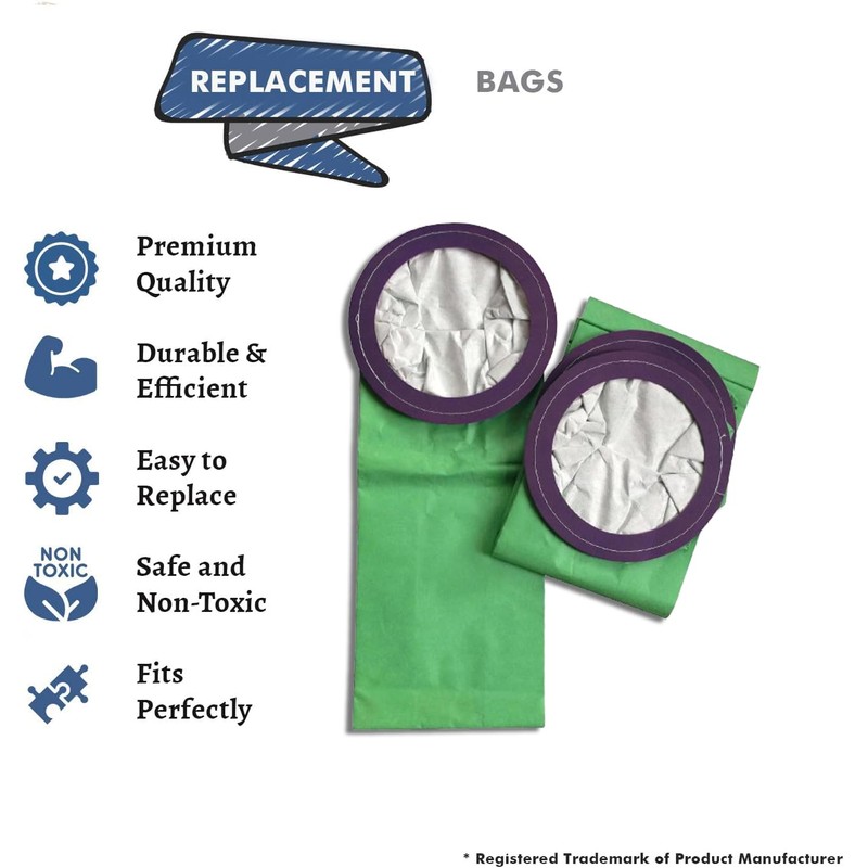 Replacement for Proteam 10 Quart Backpack Vacuum Bags. 8 Pack