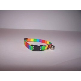handmade Wet Nose Designs Bright Rainbow Colored Stripe CAT COLLAR Retro Vintage