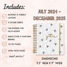 Votum 18 Month Planner 2024-2025 - July 2024- Dec 2025 Planner- Daily, Weekly Planner and Monthly Planner - December, Bee You Weekly Planner 2024 with 3 Sticker Sheets - 2024 Calendar Planner