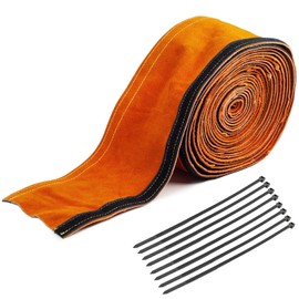 TIG Welding Torch Cable Cover MIG Cable Hose Sleeves Plasma Cover Flame Resistant Split Cowhide Leather with Zipper Kevlar Stitched Split 275"x 4" (23 Ft Yellow)