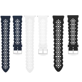 Compatible with Spade & Co Health Smartwatch 4 bands, Silicone Lace Hollow-Out Watch Replacement Strap Compatible with Spade & Co Health Smartwatch 4 1.85 Inches (3 Pack-Black+White+Blue, 22mm size band)