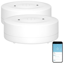 Luminea Home Control Water Alarm: Set of 2 WiFi Water Detectors, Loud Alarm, App Notification Worldwide (Smart Water Detector, Water Detector Alexa Compatible, Washing Machine)
