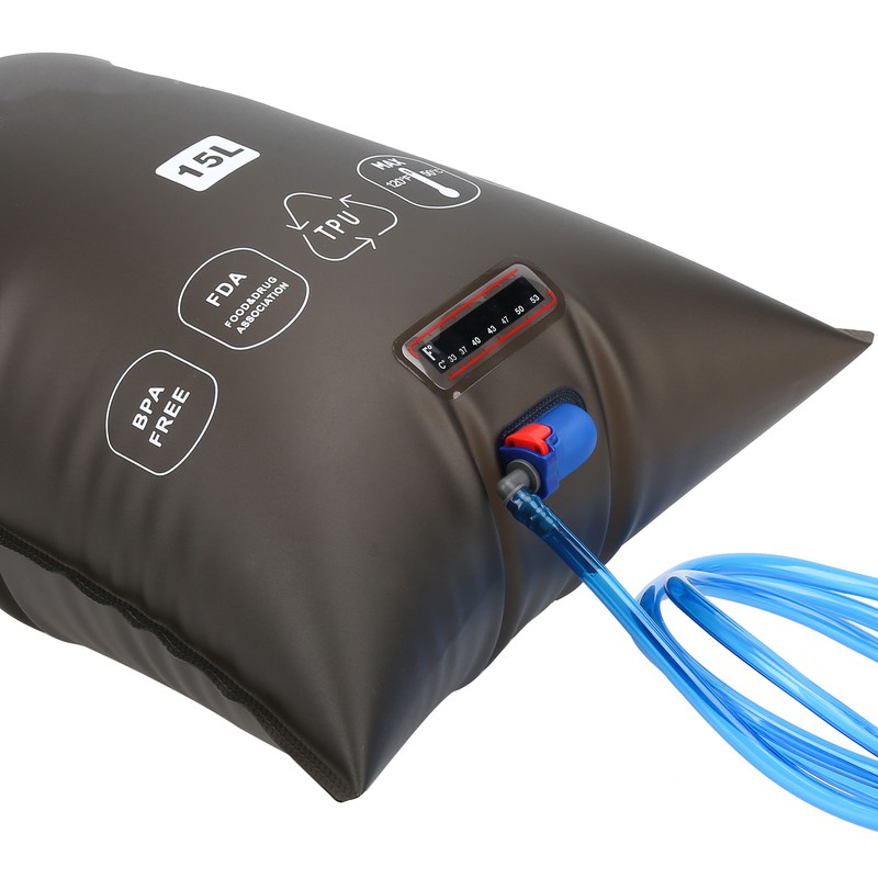 15L Outdoors Foldable Shower Bag with Shower Nozzle for Hiking