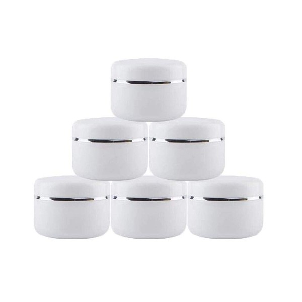 20g/50g/100g Refillable Make-up Cosmetic Jars White Plastic Jar with Dome Lid Empty Face Cream Lip Balm Lotion Storage Container Case Pot (Pack of 6) (50g)