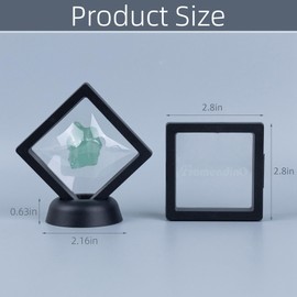 Framendino, 20 Pack Black 3D Floating Frame Display Case Challenge Coin Holder 2.8 x 0.8 Stands Jewelry Storage Box for Bracelets AA Medallion Shells Gems