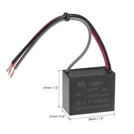 uxcell Ceiling Fan Capacitor CBB61 1.5/3uF 350V AC 3 Wires Metallized Polypropylene Film Capacitor 38x31x21mm for Electric Fan Pump Motor Generator 3Pcs