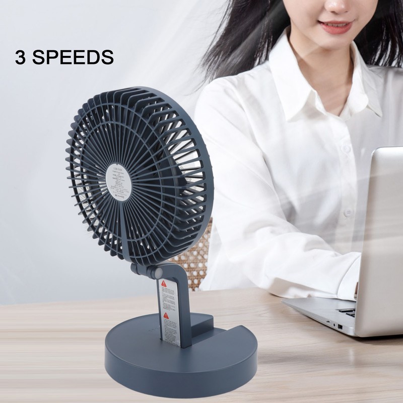 Desktop Folding Fan 3 Speeds USB Rechargeable Punch Free Electric