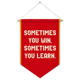Cilrii Inspirational Classroom Canvas Banner Wall Decor, Sometimes You Win Sometimes You Learn Positive Affirmations Motivational Hanging Pennant Flag Banner for Classroom Kids Room Playroom