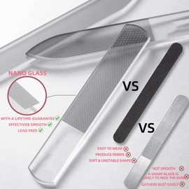 RedFlow Glass Nail File,Nail Buffer Set Contains 2 Nano Glass Nail Files and 1 Nano Glass Foot File,Professional Manicure Set,Nail Files for Natural N
