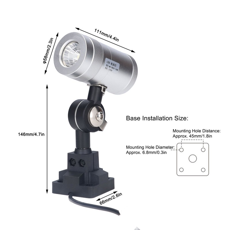 Machine Tool Work Light 7W IP67 Aluminum Alloy Shell Waterproof