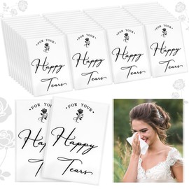 50pcs Happy Tears Tissues for Wedding, 3 Ply Wedding Tissues for Guests, Individual Facial Tissues For Your Happy Tears