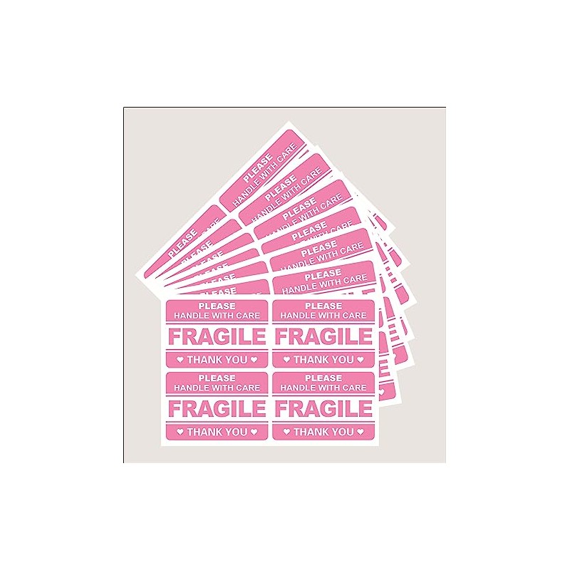 Fragile Sticker,200pcs 2x3 Pink Fragile Sticker for Boxes,Cartons Shipping