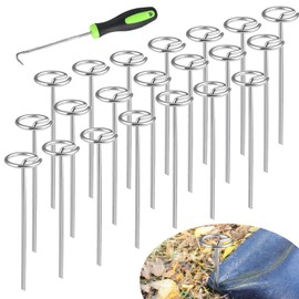 Landscape Fabric Staples Stakes Pins,50PCS 6 Inch Circle Top Garden Staples Weed Barrier Stakes for Securing Garden Fabric Ground Sheets and Fleece,More Holding Power Than U-Shape Landscape Pins.