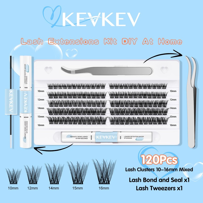 KevKev Lash Extension Kit 120Pcs DIY Lash Extension Kit Lash