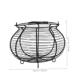 Gatuida Round Metal Egg Basket Handle Vintage Storage for Fruits Vegetables and Eggs Portable Kitchen Countertop Organizer