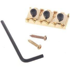 spmimi Guitar String Locking Nut, 42MM Guitar Metal String Lock Locking Nut with Wrench and Screws for Floyd Rose Style Electric Guitar Tremolo Double Lock System, Gold