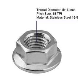 5/16-18 Serrated Flange Hex Lock Nuts, Stainless Steel 18-8 (304), Bright Finish, 50 PCS
