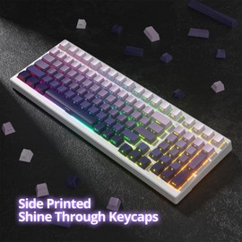iTastatur PBT Keycaps-Side Printed Keycap Set, Double Shot Custom Keycaps, Minimalist Purple Cherry Profile 133 Keys, for ANSI US Layout 60% 65% 95% Mechanical Keyboard(Gradual Purple)
