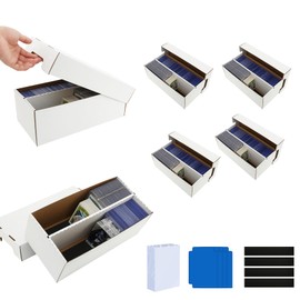 MZONGZI Card Storage Box – 6 Pack 1600 Count 2 Row Trading Card Organizer for Baseball, Sports Cards with 150 Sleeves & 24 Dividers