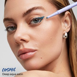 Kosas Soulgazer Gel Eyeliner (Cosmic) - Waterproof, Smudge-Proof Pen with Hyaluronic Acid - Retractable Eyeliner Pencil with Sharpener & Smudger, Long-Lasting - Deep Aqua Satin