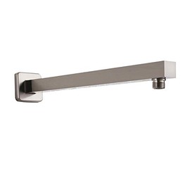 AZOS Brazo de ducha con 16 pulgadas con brida, Brazo y Chapetón de Acero Inoxidable para Regadera de Ducha, Brazo de Pared, Níquel Cepillado