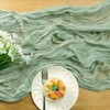 COWANIEE 2 Pcs Green Table Runner, Cheesecloth Table Runner Decorations