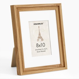 Venusmiles Picture Frame 8x10 Old Elm Wood, Photo Frame for Gallery Wall, 5x7 with Mat or 8 by 10 without Mat, Wall Mounting or Table Top Display, Natural, Wide Step Casing Moulding, 1 Pack
