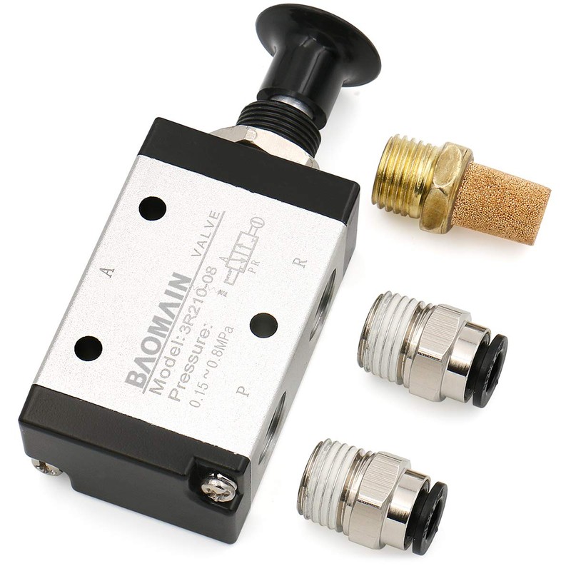 BAOMAIN Manual Hand Pull Air Valve, 1/4" PT 3 Port