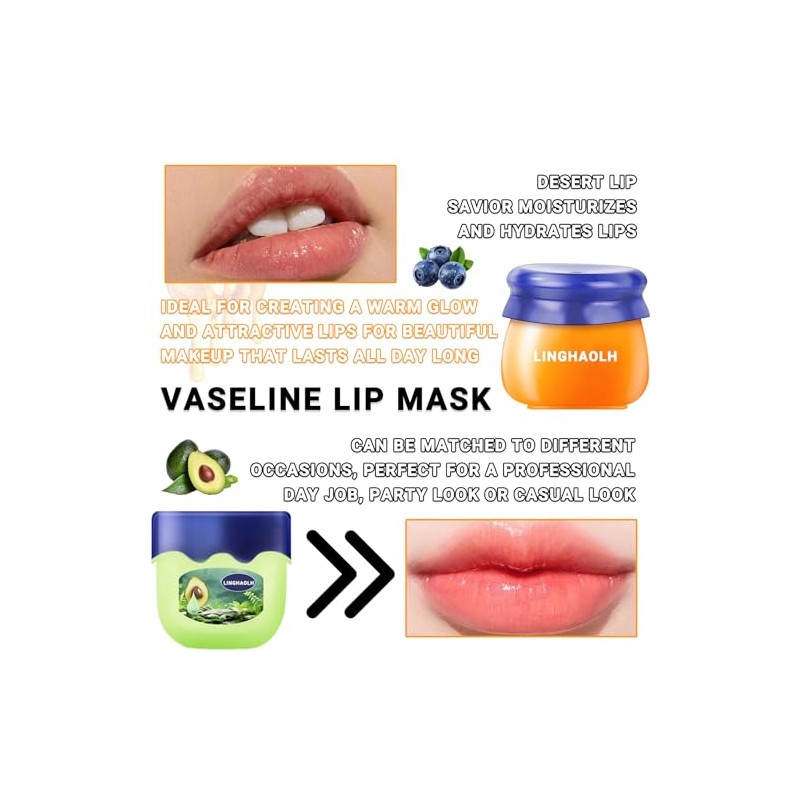 Bee Lip Balm Honey Pot Set, 6PCS Moisturizing Mask for