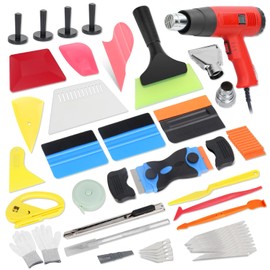 ROADGIVE Window Tint Kit Vinyl Wrap Tool for Car Film Installation, 52PCS Car Wrap Tools with Heat Gun, Window Tint Squeegee, Magnets Holder, Plastic Scraper
