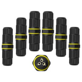 3 Pole Wire Connector Waterproof IP68 External Electrical Junction Box,M20 2way 3pin for Cable Ø0.18-0.4in for Outdoor Underground Cable, LED Street Landscape Lights,CE Certified 6Pack