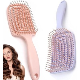 Cepillo para el cabello seco y húmedo, desenredante, rizado - Curvo y ventilado para mujeres, hombres o niños. Secado y peinado más rápido. Cepillo pr