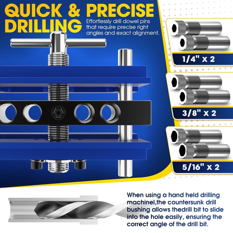 BLEKOO Self Centering Doweling Jig Kit, Drill Jig For Straight