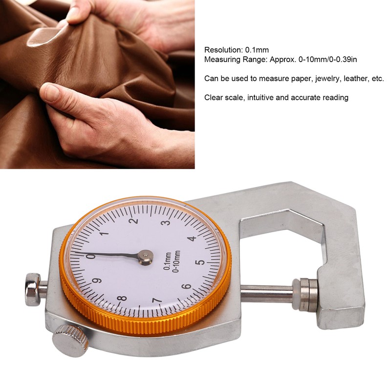 Flat Head Thickness Gauge 0 to 10mm Range Round Dial