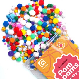 Gluerious Multicolor 1200 Pcs Pom Poms Arts and Crafts - Assorted Sizes & Sparkling Colors - Soft, Fluffy, and Glitter Pom Pom Balls for Creative Art Projects