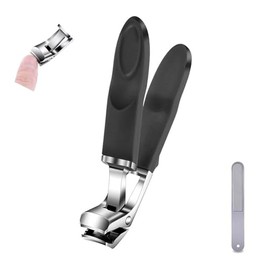 Toenail Clippers for Thick Nails Non-Slip Long-Handled Toenail Clippers Large Opening Nail Clippers Curved Nail Clippers Anti-Splash Storage Nail Clippings Elderly Nail Clippers (Black)
