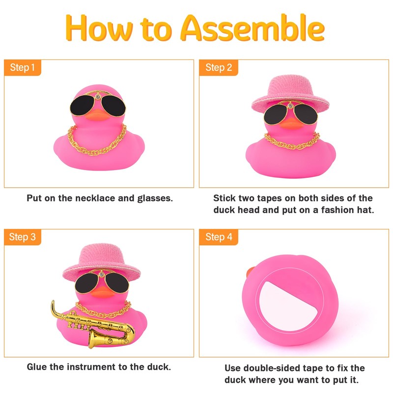 wonuu Car Dashboard Ducks, Saxophone Decor Rubber Duck Car Ornaments