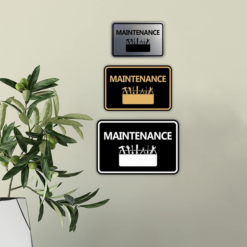 Classic Framed Maintenance Sign (Blue) - Large