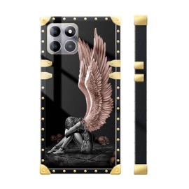 DAIZAG Compatible with Boost Mobile Celero 5G Plus Case,Angel Wings Girl Retro Luxury Elegant Gold Decoration Soft Anti-Scratch Protective Case for Celero 5G Plus