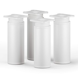 Sossai MFR1 Furniture Feet, Set of 4, White, 100 mm Height, Diameter 40 mm, Round Profile, Height Adjustable, for Sideboards and Dressers