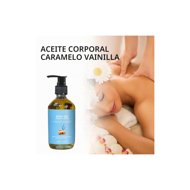 2 botellas Aceite corporal vainilla caramelizada, aceite corporal de vainilla
