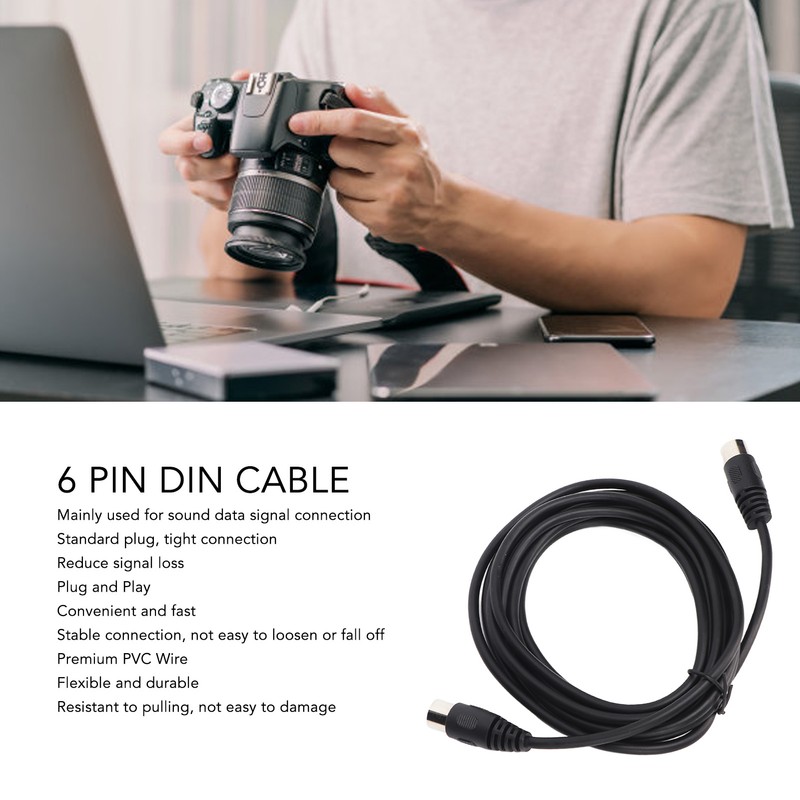 6 Pin DIN Cable Male to Male Plug and Play